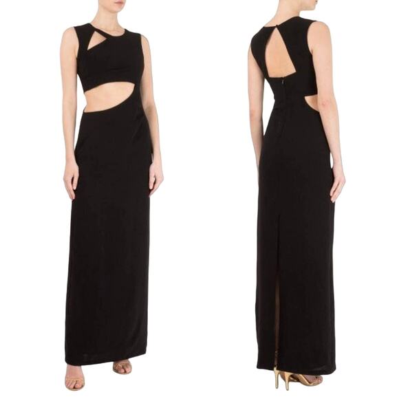 BCBGMAXAZRIA Kimora Crepe Cut Out Black Gown Size 2 - Picture 9 of 10